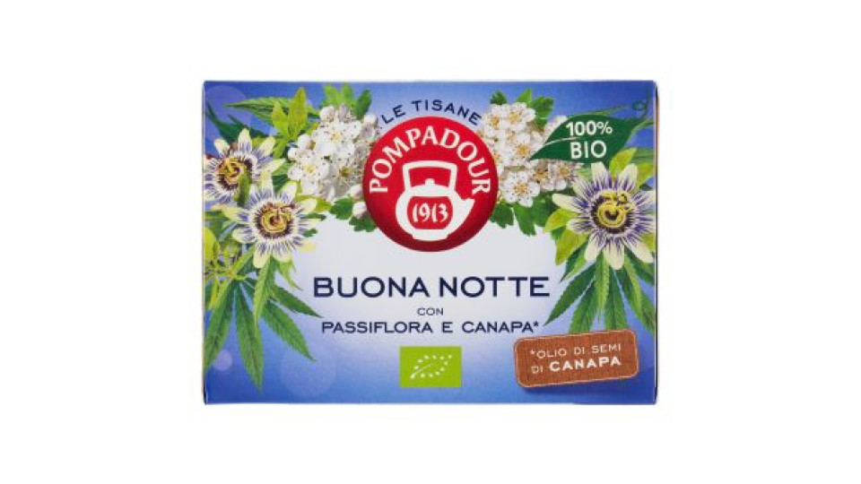 Pompadour Le Tisane Buona Notte con Passiflora e Canapa* 15 x 2 g