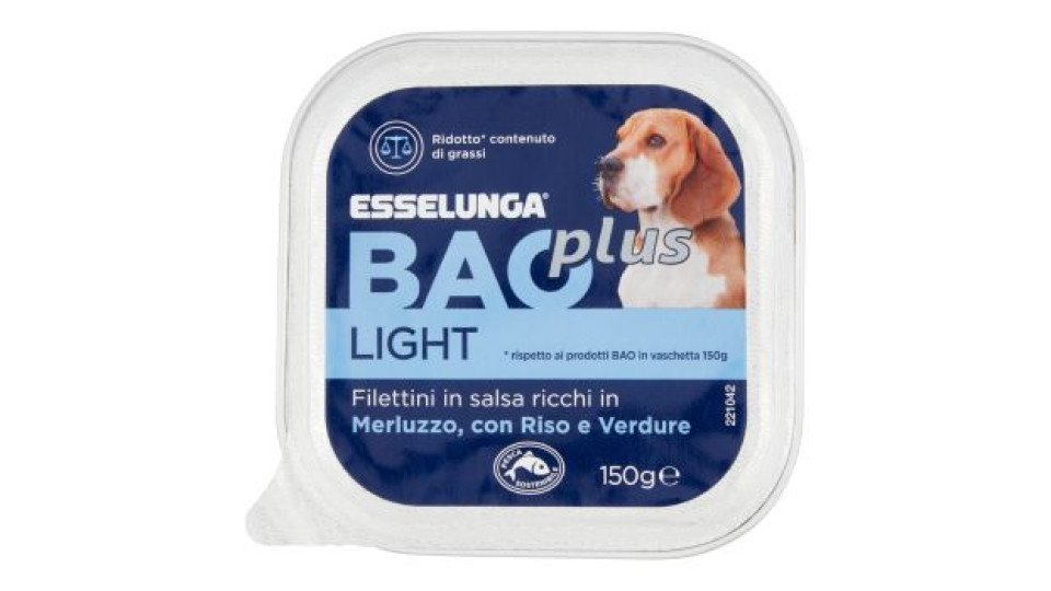 Esselunga Bao plus Light filettini in salsa ricchi in merluzzo, con pollo e verdure 150 g