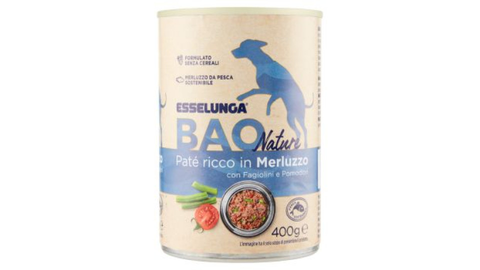 Esselunga Bao nature Paté ricco in merluzzo con fagiolini e pomodori 400 g