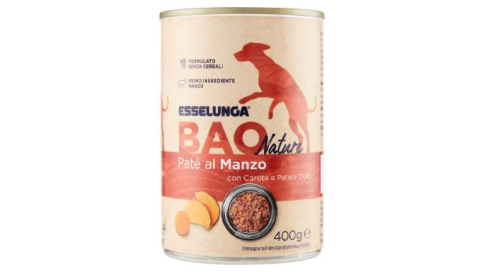 Esselunga Bao nature Paté al manzo con carote e patate dolci 400 g