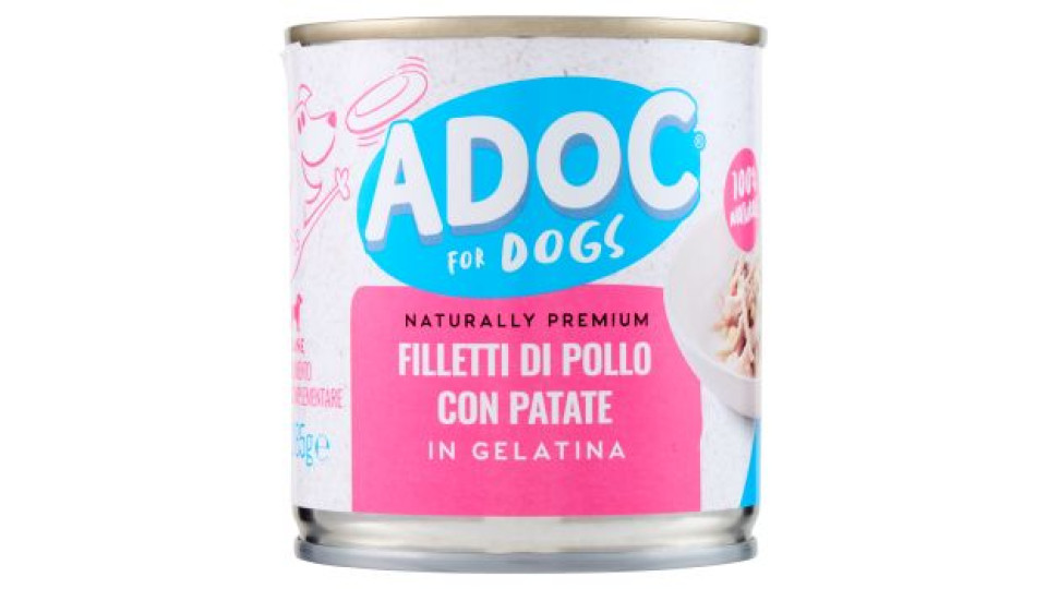 ADoC For Dogs Naturally Premium Filetti di Pollo con Patate in Gelatina 285 g