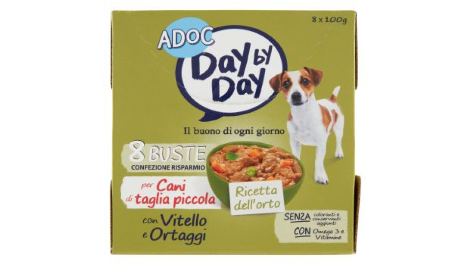 ADoC Day by Day per Cani di taglia piccola con Vitello e Ortaggi 8 x 100 g