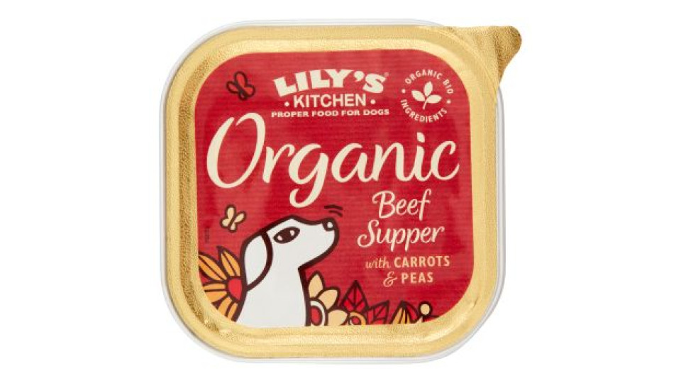 Lily's Kitchen, Organic cena a base di manzo biologico con carote e piselli 150 g