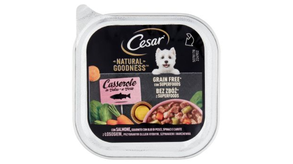 Cesar Natural Goodness Casserole Cibo Umido Cane con Salmone Spinaci e Carote 100 g