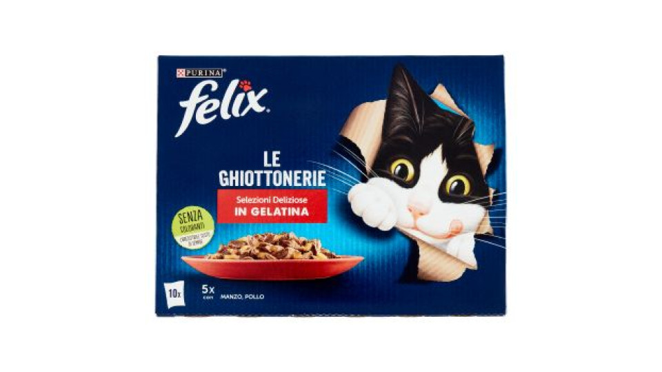 FELIX Le Ghiottonerie Selezioni Deliziose in Gelatina (Manzo & Pollo) 10 x 85 g