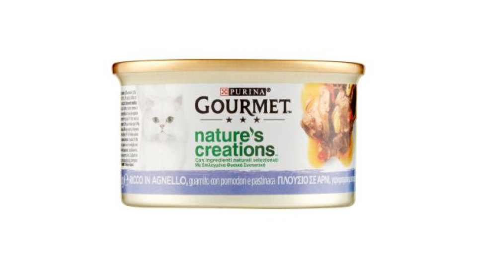 PURINA GOURMET Nature's Creations Ricco in Agnello guarnito con pomodori e pastinaca 85g