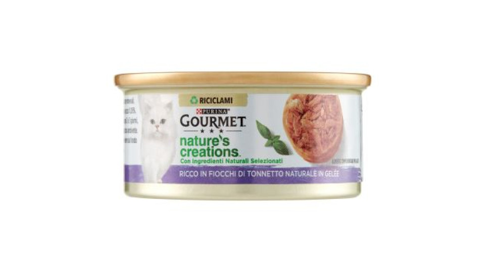 PURINA GOURMET Nature's Creations Ricco in Fiocchi di Tonnetto Naturale in Gelée 70 g
