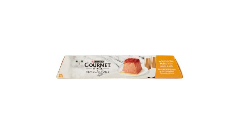 PURINA GOURMET Revelations Mousse con Pollo e una cascata di salsa 4 x 57 g