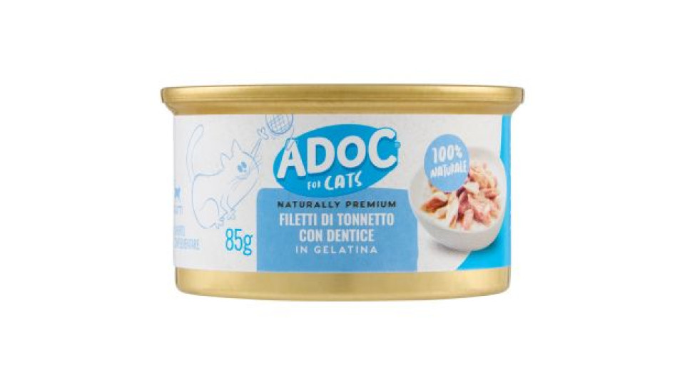 ADoC For Cats Naturally Premium Filetti di Tonnetto con Dentice in Gelatina 85 g