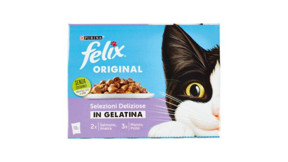 FELIX Original Selezioni Deliziose in Gelatina (Salmone/Anatra & Manzo/Pollo) 10 x 85 g