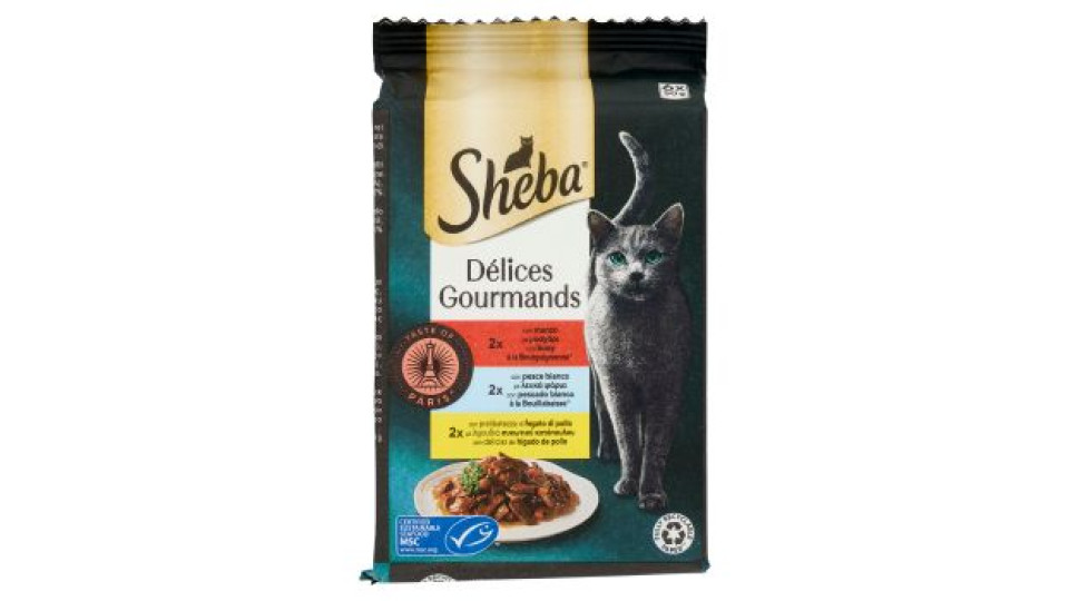 Sheba Délices du Jour Gourmands Cibo Umido Gatto Taste of Paris 6 x 50 g
