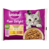 Whiskas Pure Delight Cibo Umido Gatto Tenere Delicatezze in Gelatina con Pollo e Tacchino 4 x 85 g