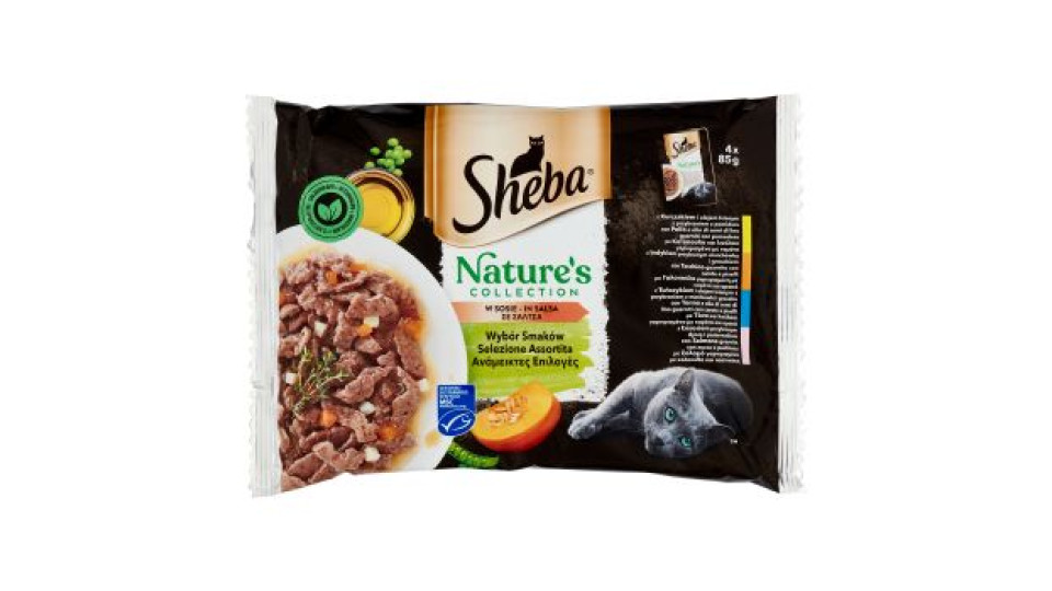 Sheba Nature's Collection Cibo Umido Gatto Selezione Assortita in Salsa 4 bustine da 85g