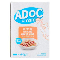 ADoC For Cats Filetti di Tonnetto con Salmone in Gelatina 4 x 50 g