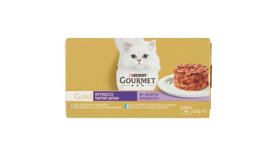 PURINA GOURMET Gold Intrecci di Gusto Salmone & Merluzzo / Tonno & Pesce dell'Oceano 4x85g