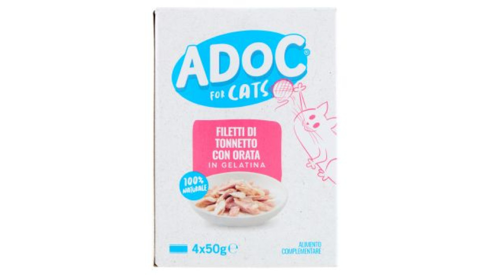 ADoC For Cats Filetti di Tonnetto con Orata in Gelatina 4 x 50 g