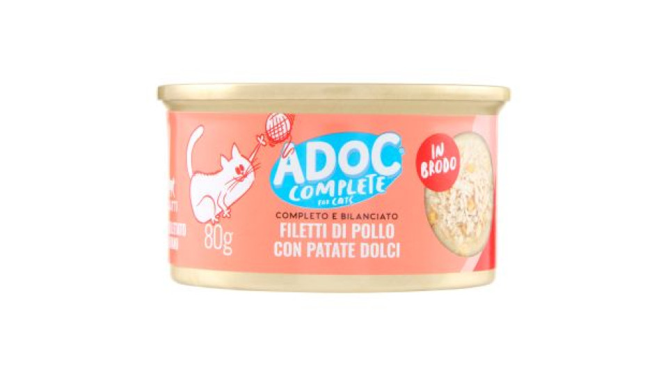 ADoC Complete For Cats Filetti di Pollo con Patate Dolci in Brodo 80 g
