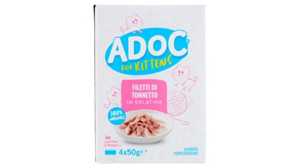 ADoC For Kittens Filetti di Tonnetto in Gelatina 4 x 50 g