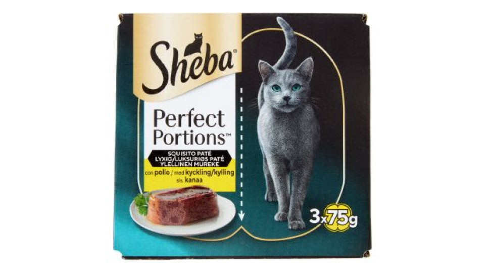 Sheba Perfect Portions Cibo Umido Gatto patè Pollo 3 x 2 x 37,5 g