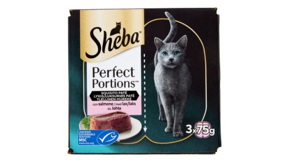 Sheba Perfect Portions Cibo Umido Gatto patè Salmone 3 x 2 x 37,5 g