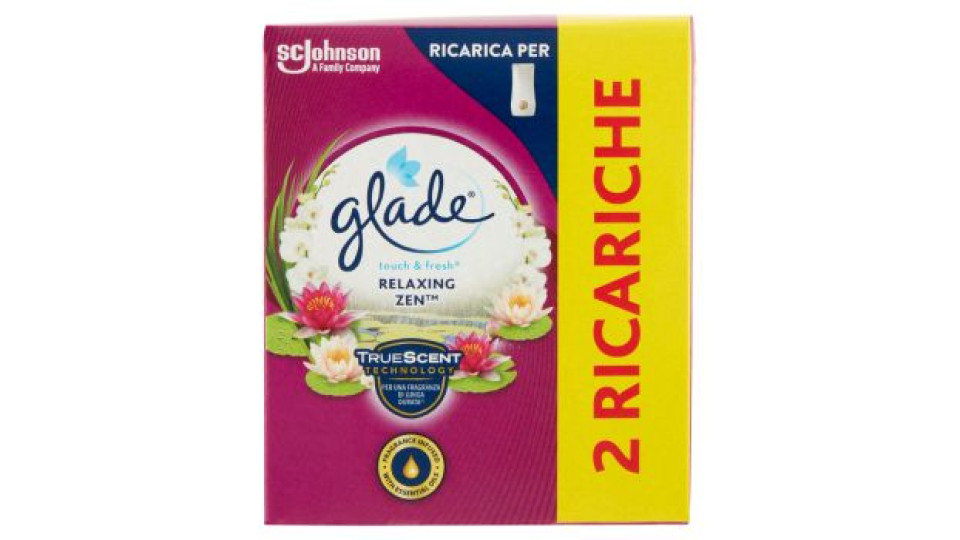 Glade Touch&Fresh Doppia Ricarica, Profumatore per Ambienti, Fragranza Relaxing Zen 2 x 10ml