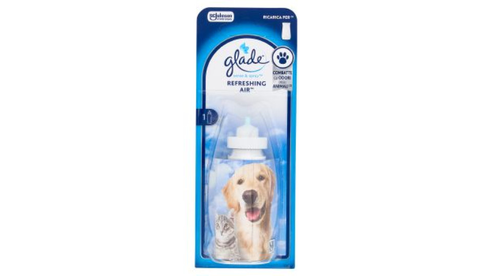 Glade® Sense & Spray Profumatore casa ricarica, Refreshing Air¿, Contro odori degli animali, 18ml