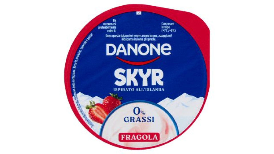 DANONE Skyr, Yogurt ispirato all'Islanda, 0% grassi, Cremoso, Ricco in Proteine, Fragola,150g