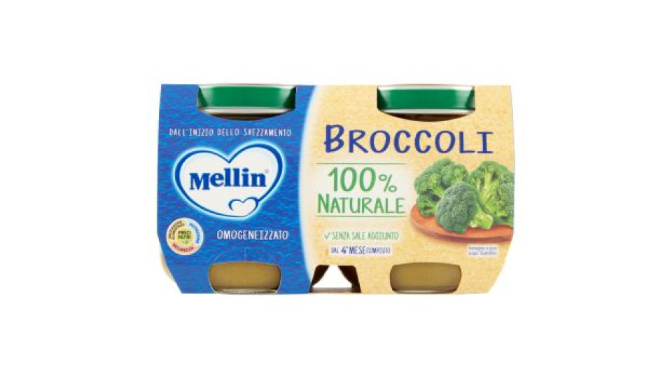 Mellin Broccoli 100% Naturale Omogeneizzato 2 x 125 g