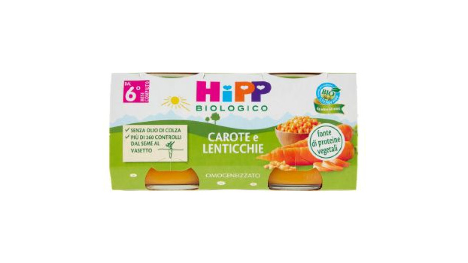 HiPP Biologico Carote e Lenticchie Omogeneizzato 2 x 80 g