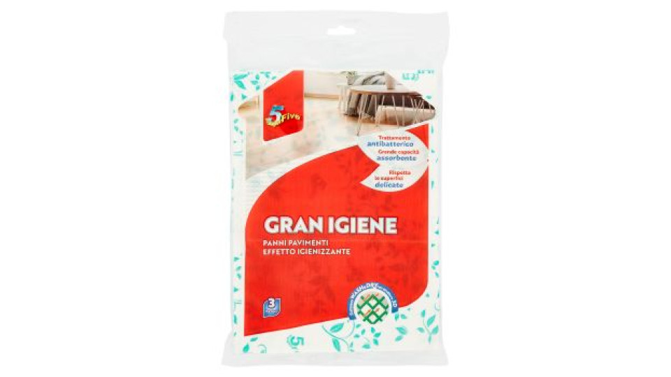Super5 Gran Igiene Panni Pavimenti Effetto Igienizzante cm 40x55 3 pz