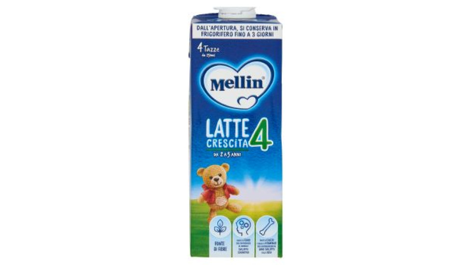 MELLIN 4 - Latte di Crescita Liquido, dal 24° mese compiuto al 36°, Fonte di Ferro, 1L