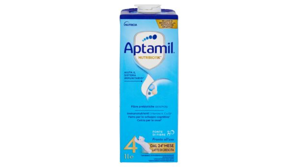 APTAMIL Nutribiotik 4 - Latte di Crescita Liquido, dal 24° mese al 36°, Fonte di Ferro e Fibre, 1L