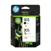 HP, 305 BLACK+TRICOLOR, Cartuccia di inchiostro, 2ml nero+2 ml tricolor