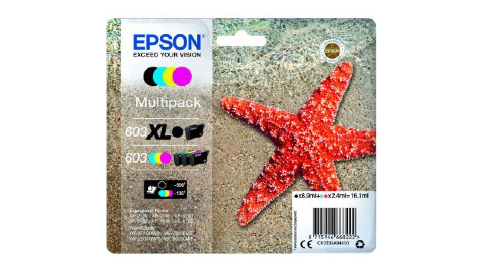 Epson Cartuccia d'inchiostro Multipack 603XL, nero, ciano, magenta, giallo