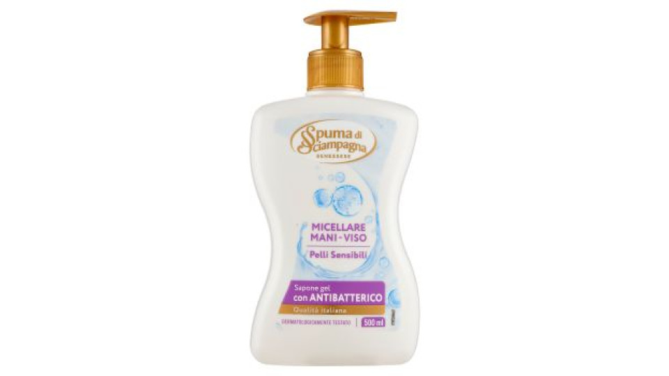 Spuma di Sciampagna Benessere Sapone gel Micellare Mani-Viso Pelli Sensibili 500 ml