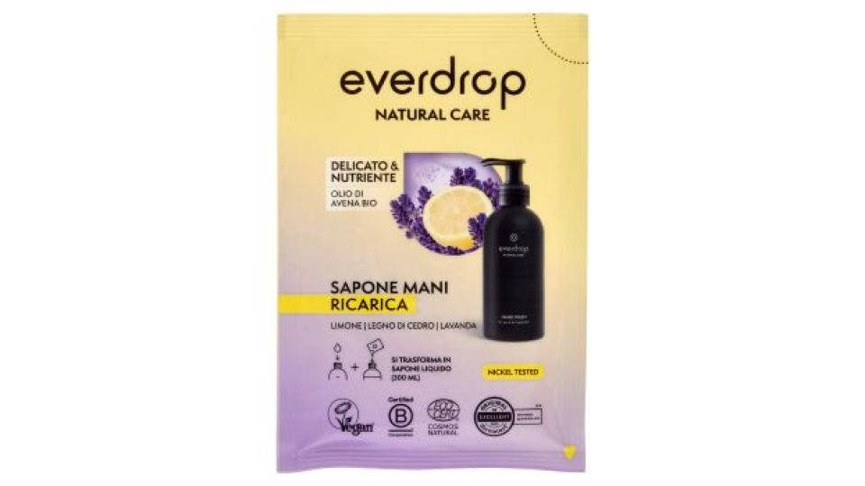 everdrop Natural Care Sapone Mani Ricarica Limone - Legno di Cedro - Lavanda 30 g