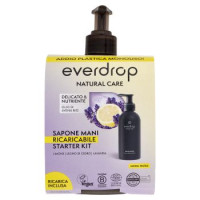 everdrop Natural Care Sapone Mani Ricaricabile Starter Kit Limone - Legno di Cedro - Lavanda