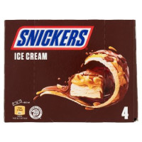 Snickers Barretta Gelato con cioccolato, caramello e arachidi tostate, Multipack da 4 x 45.6 g