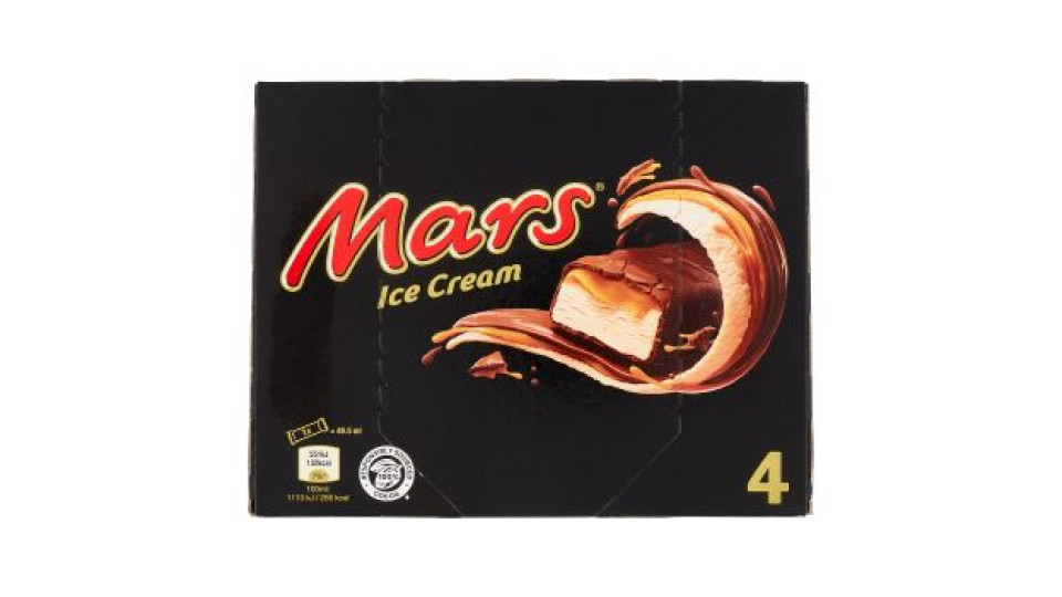 Mars Barretta Gelato al cioccolato e caramello, Multipack da 4 x 40 g