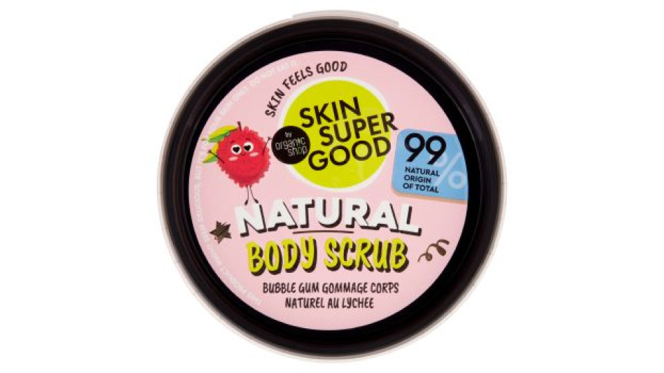 Skin Super Good, Natural Body Scrub Lychee Bubble Gum 360 ml