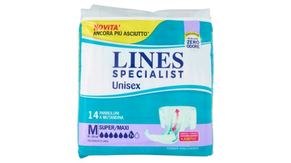 Lines Specialist Unisex Pannoloni a Mutandina M Super/Maxi 14 pz