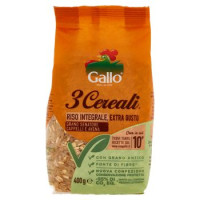 Gallo 3 Cereali Riso Integrale, Extra Gusto Grano Senatore Cappelli e Avena 400 g