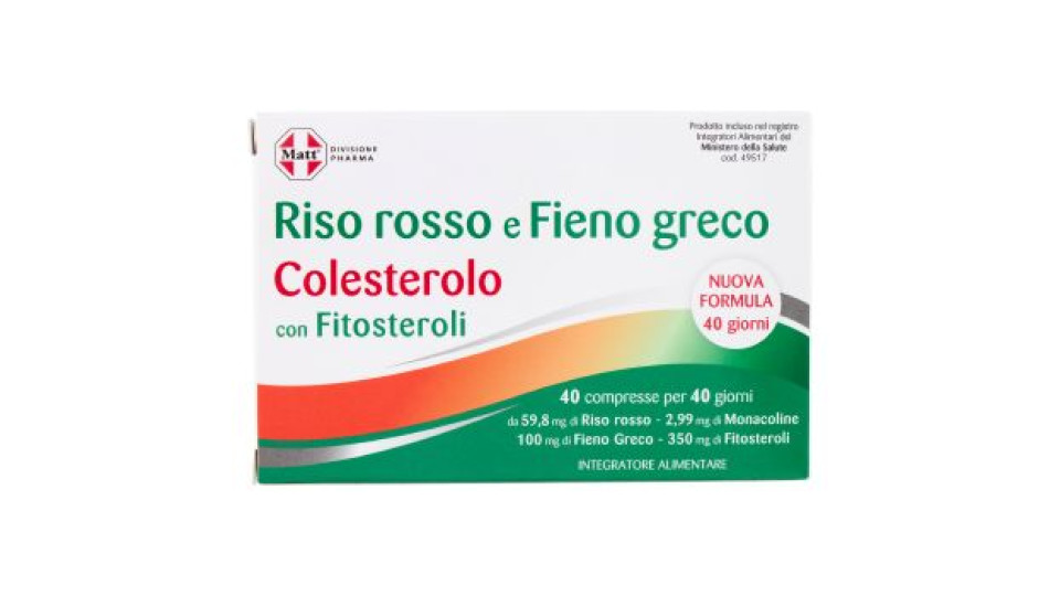 Matt Divisione Pharma Riso rosso e Fieno greco Colesterolo 40 compresse 40 g