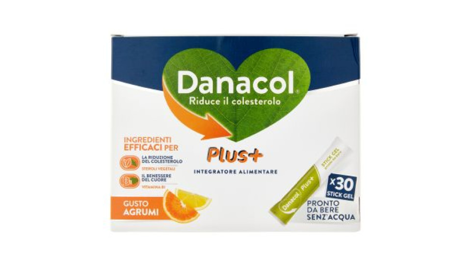 DANACOL Plus+ integratore alimentare che riduce il Colesterolo, 30 stick gel da 15ml