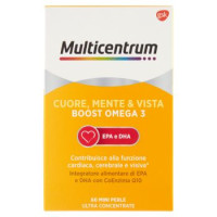 Multicentrum Cuore Mente e Vista Boost Omega3, Integratore EPA, DHA, CoenzimaQ10, 60 capsule 35 g