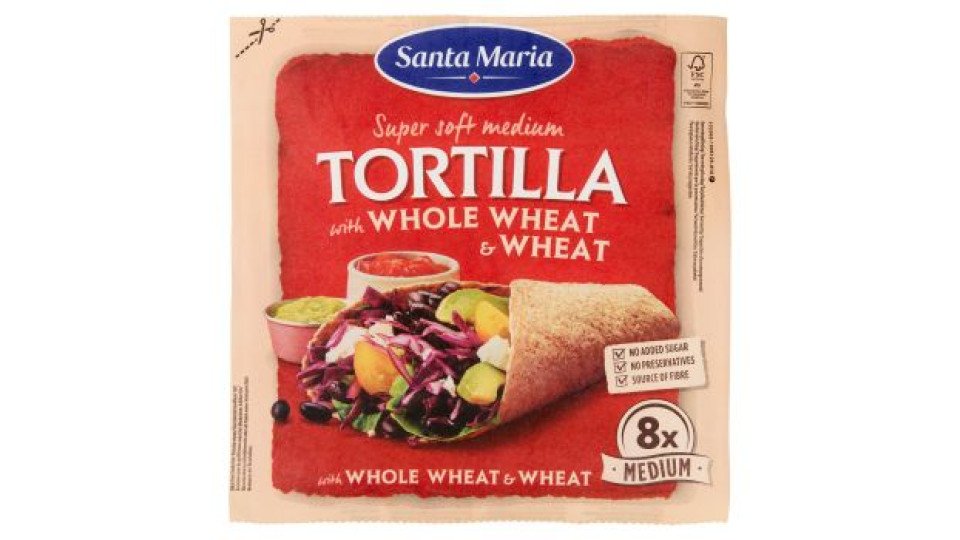 Santa Maria Super soft medium Tortilla with Whole Wheat & Wheat 8x Medium 320 g