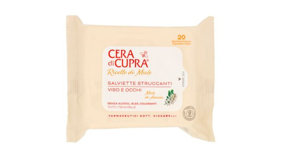 Cera di Cupra Ricette di Miele Salviette Struccanti Viso e Occhi 20 pz