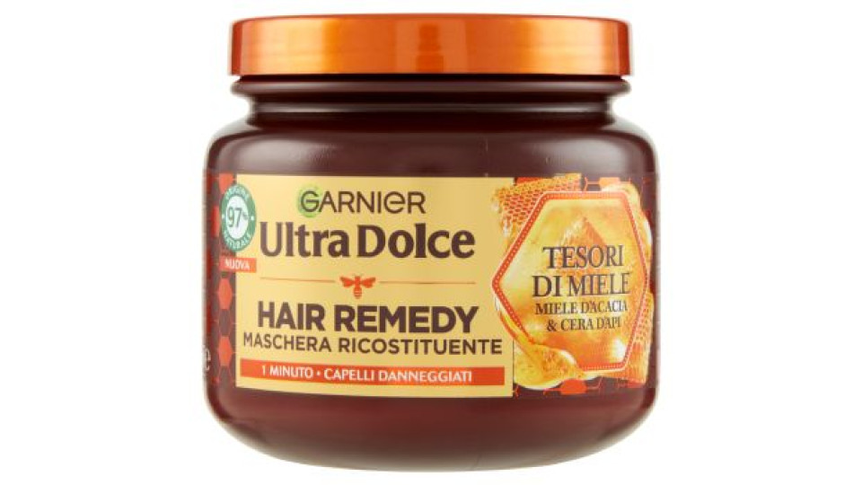Garnier Ultra Dolce Hair Remedy Maschera per Capelli Ricostituente Tesori di Miele, 340 ml