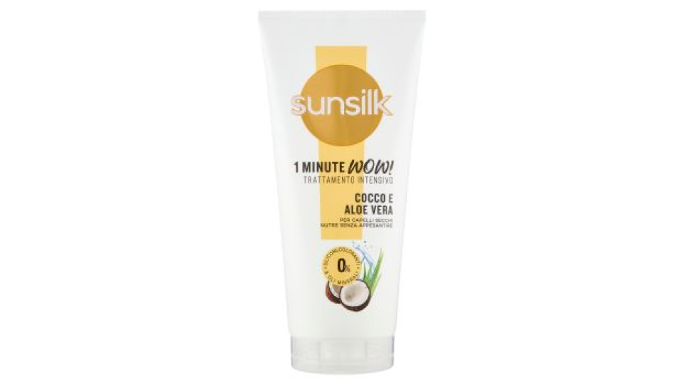 sunsilk 1 Minute Wow! Trattamento Intensivo Cocco e Aloe Vera per Capelli Secchi 180 mL
