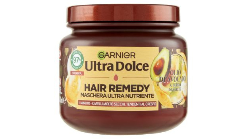 Garnier Ultra Dolce Hair Remedy Maschera per Capelli Ultra Nutriente, Avocado, 340 ml